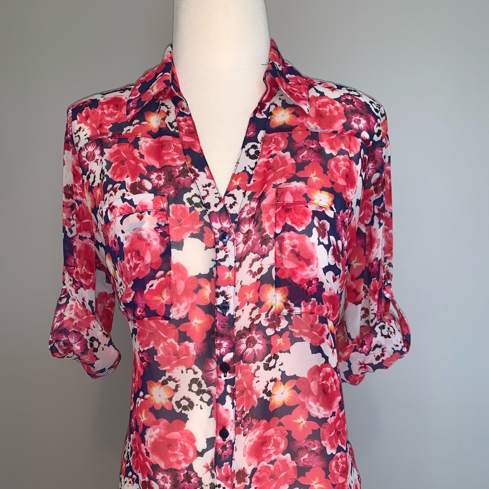 Express Portofino Shirt - pink floral design